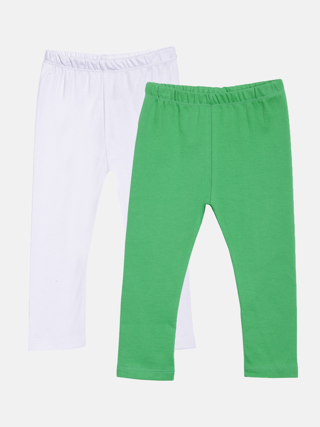 

Kryptic Girls Pack of 2 Solid Ankle-Length Pure Cotton Leggings, Green