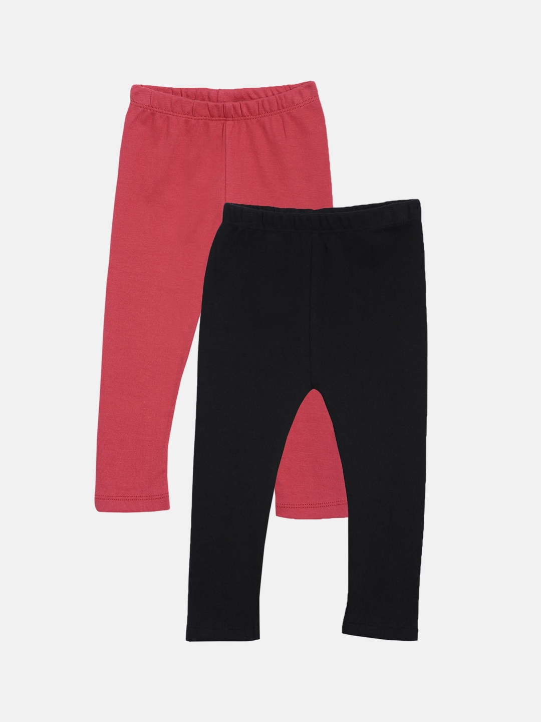 

Kryptic Girls Pack Of 2 Solid Ankle Length Pure Cotton Leggings, Black