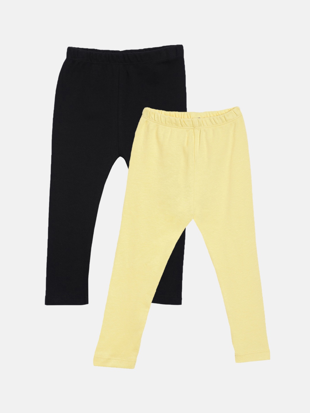 

Kryptic Infant Girls Pack of Yellow and Black Pure Cotton Ankle-Length Leggings