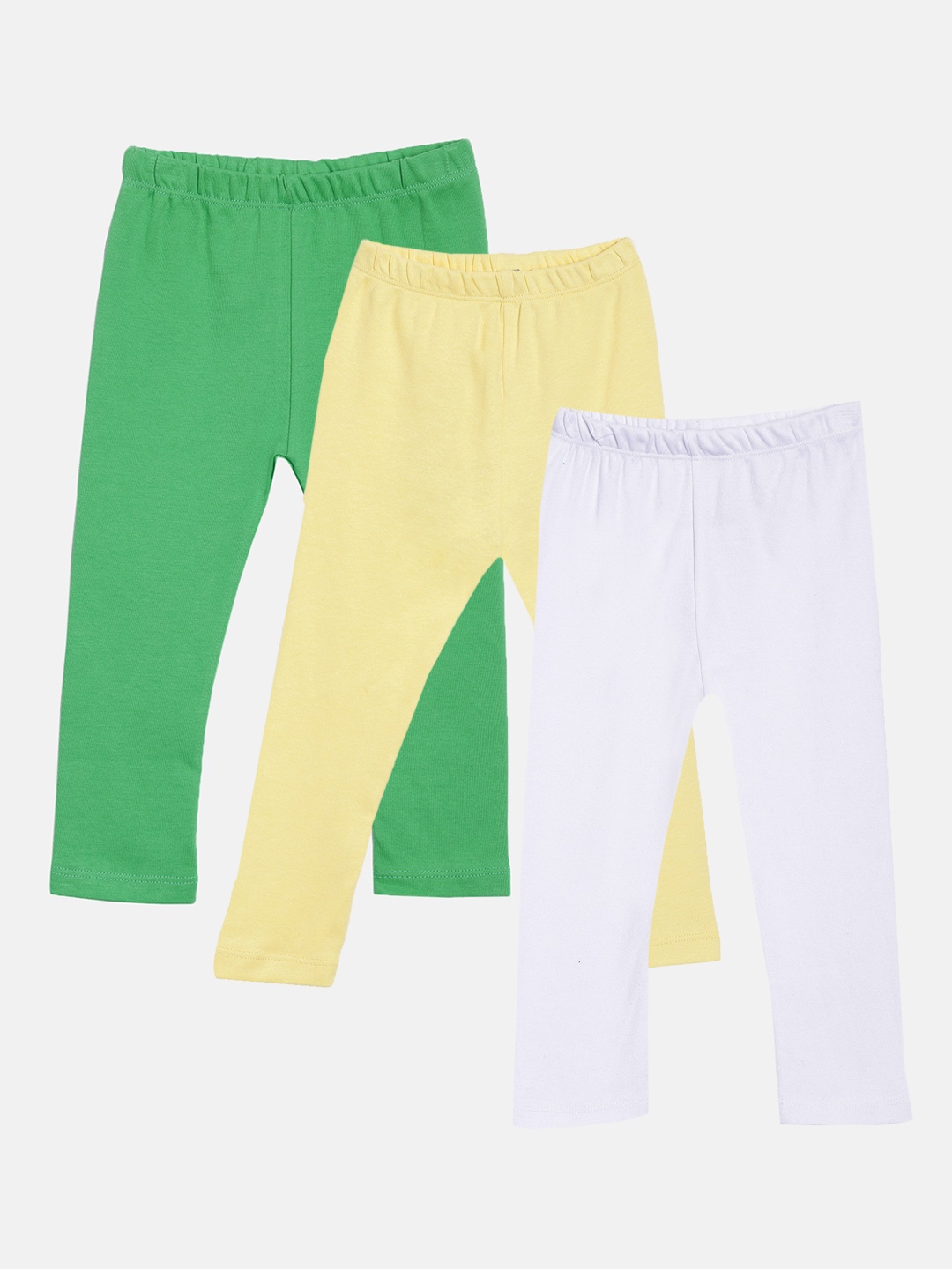 

Kryptic Girls Pack Of 3 Solid Pure Cotton Leggings, Green
