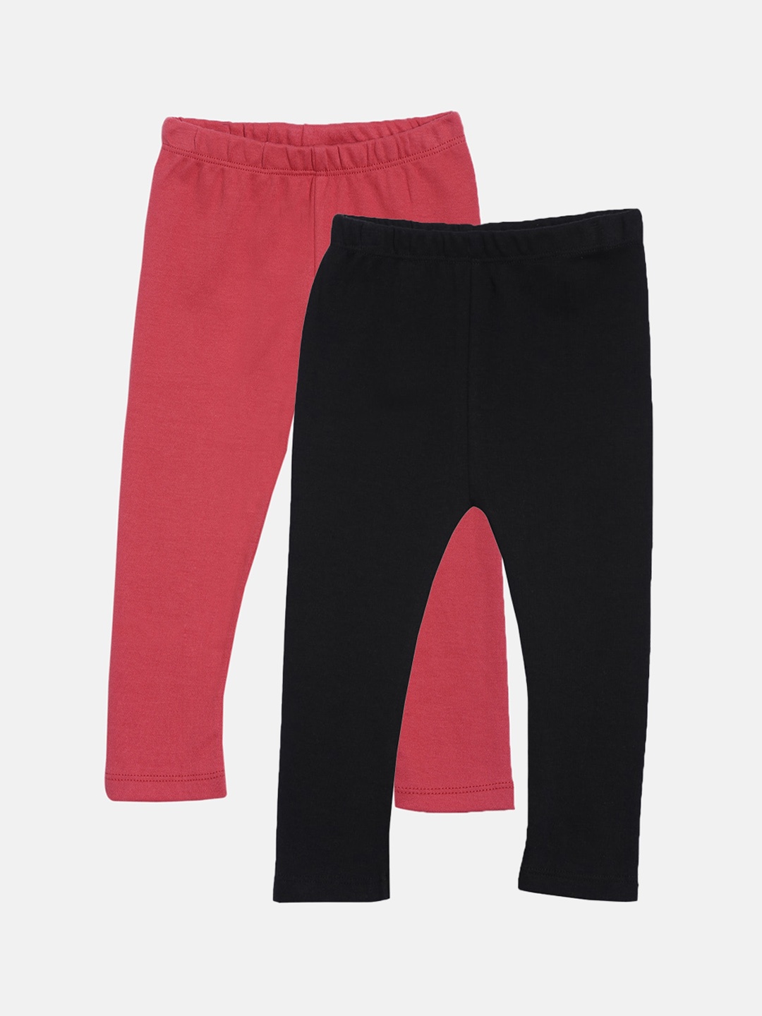 

Kryptic Girls Pack Of 2 Solid Ankle Length Pure Cotton Leggings, Black