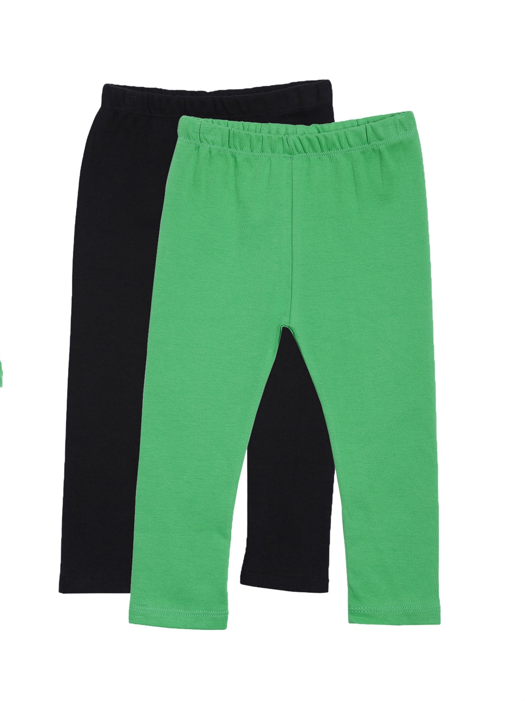 

Kryptic Infant Girls Pack of 2 Solid Pure Cotton Ankle-Length Leggings, Black