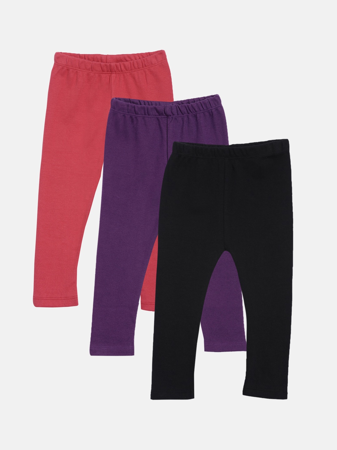 

Kryptic Girls Black, Red, Purple Solid Pack Of 3 Ankle-Length Leggings