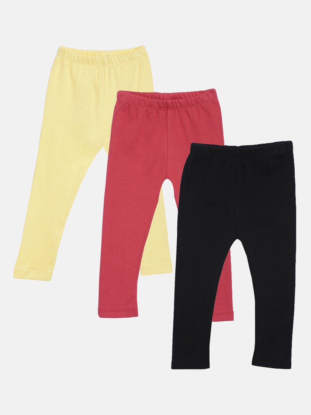 

Kryptic Infant Girls Pack of 3 Solid Pure Cotton Ankle-Length Leggings, Black