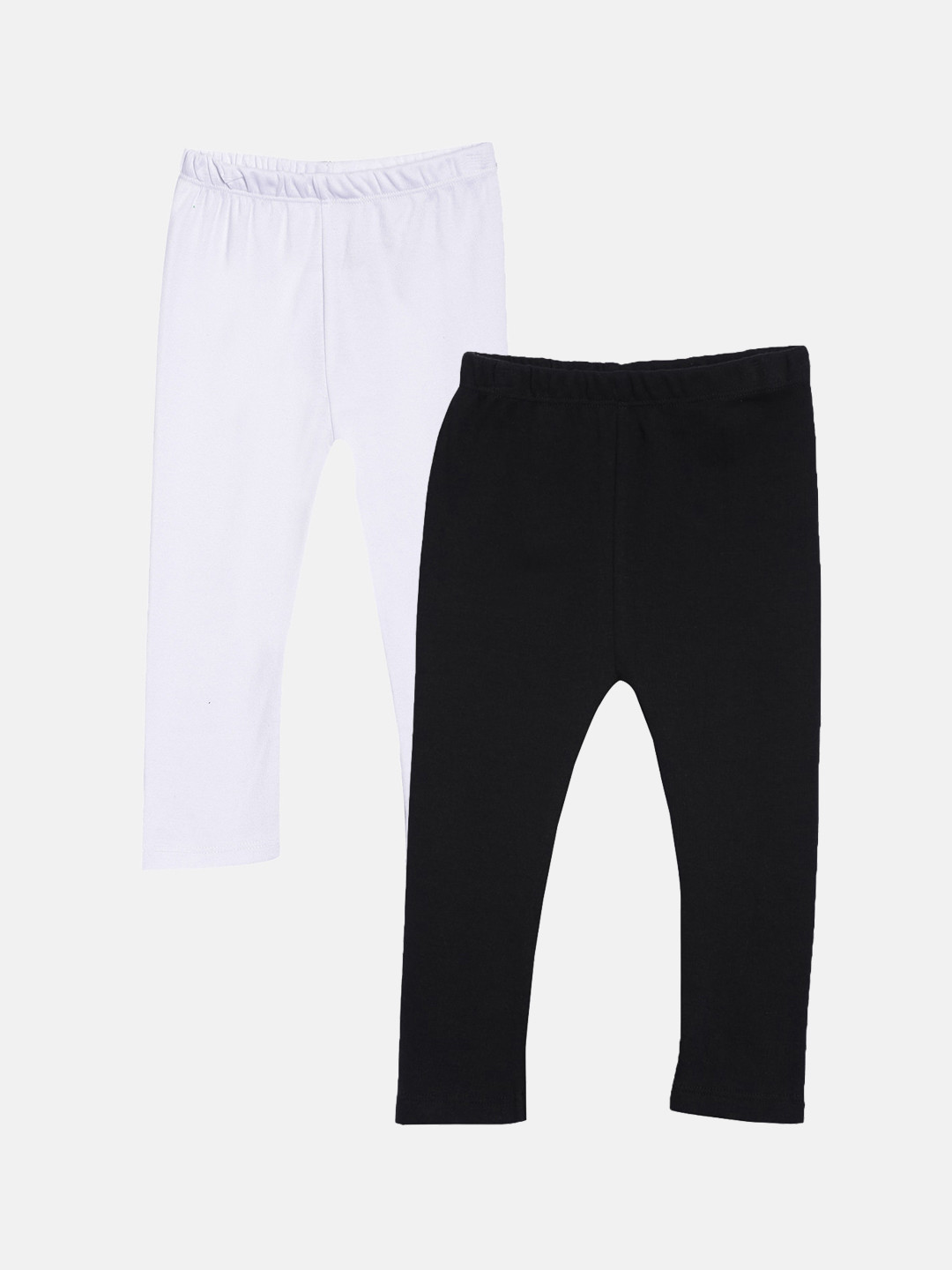 

Kryptic Infant Girls Pack Of 2 Black White Solid Pure Cotton Ankle-Length Leggings