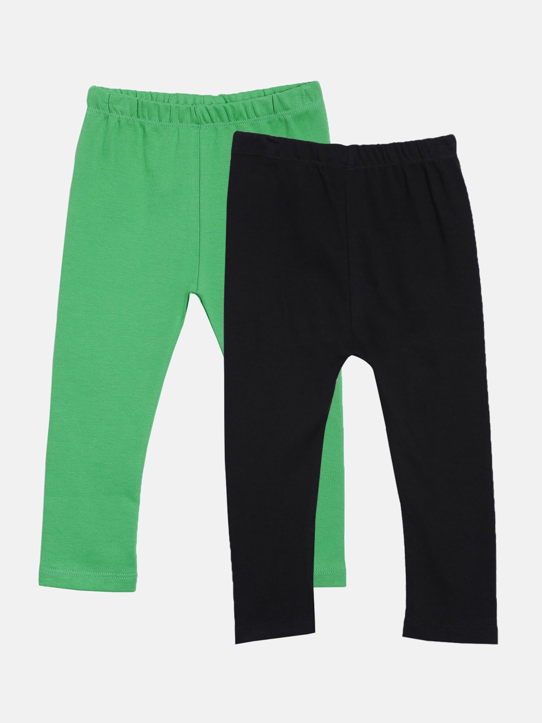 

Kryptic Girls Pack of 2 Green & Black Solid Ankle-Length Pure Cotton Leggings