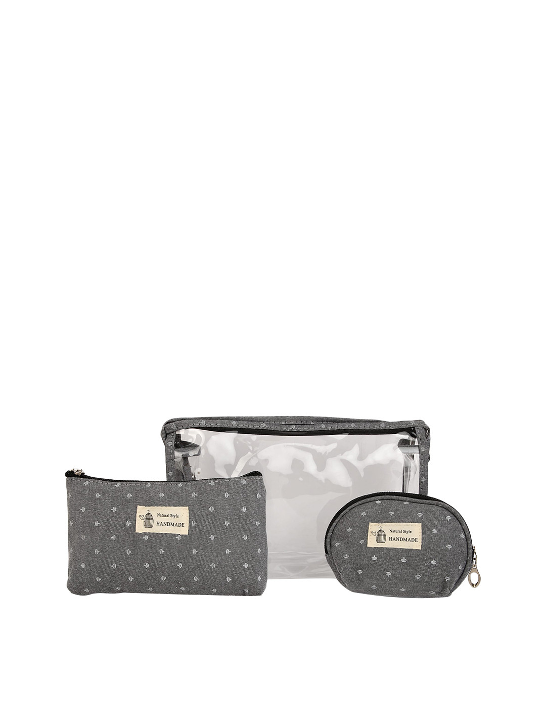

Awestuffs Set of 3 Grey Printed Makeup & Toiletry Pouch