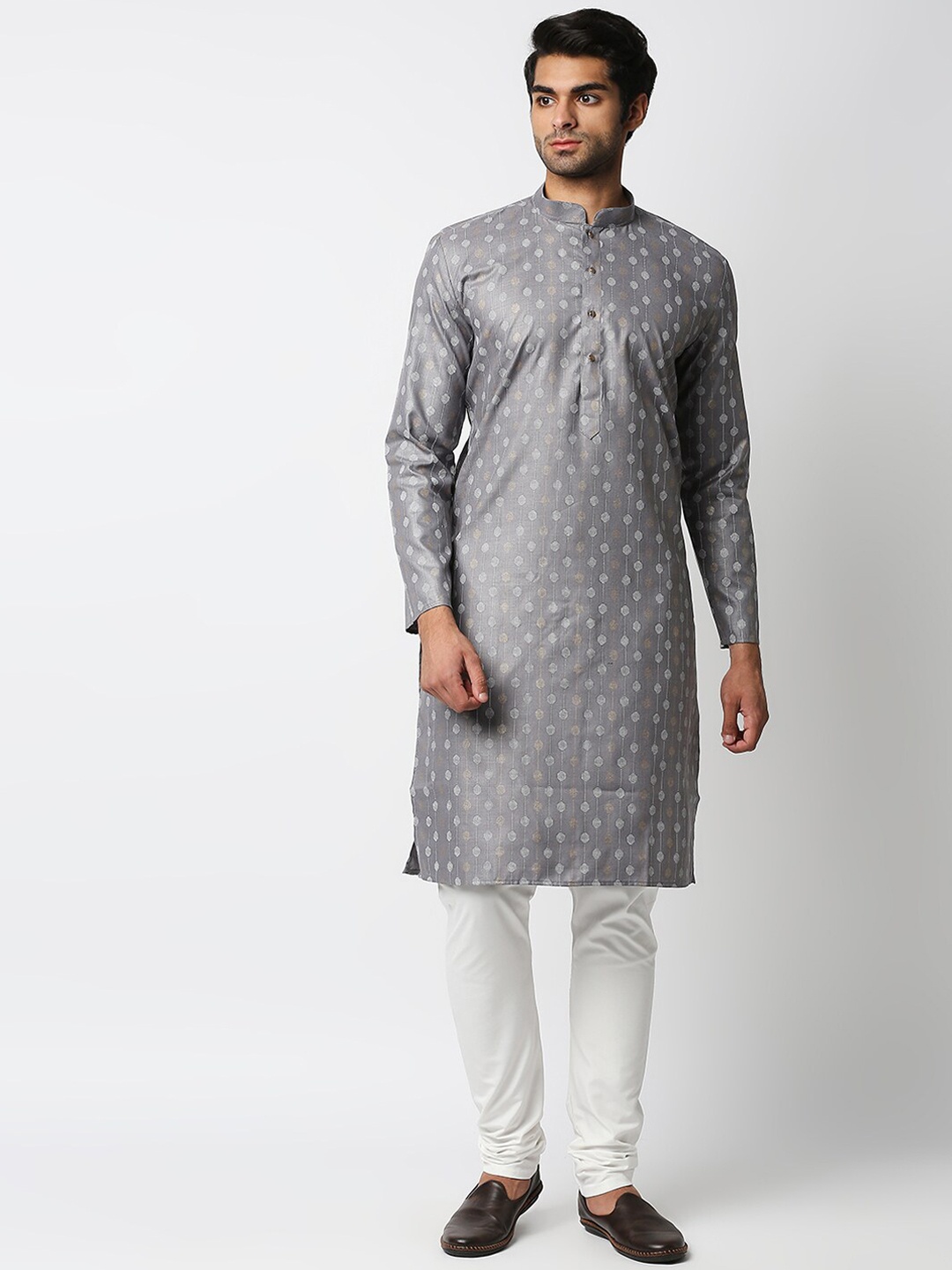 

MEWAR Men Grey Geometric Printed Kurta