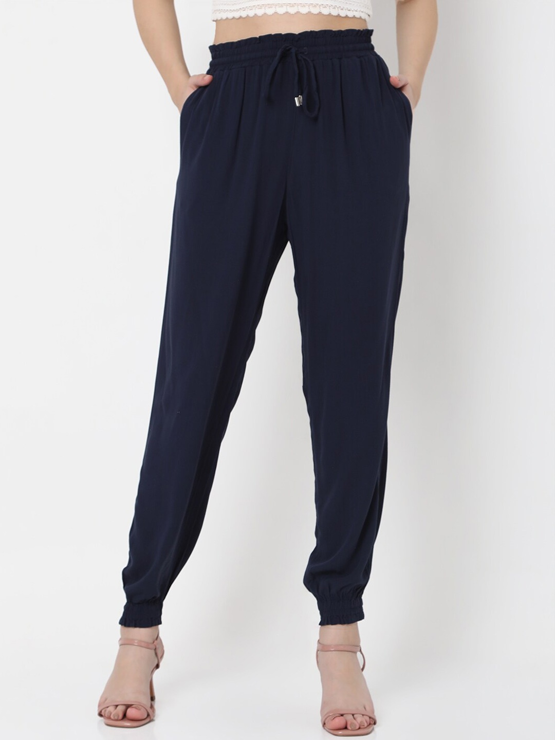 

Vero Moda Women Blue Pleated Joggers Trousers