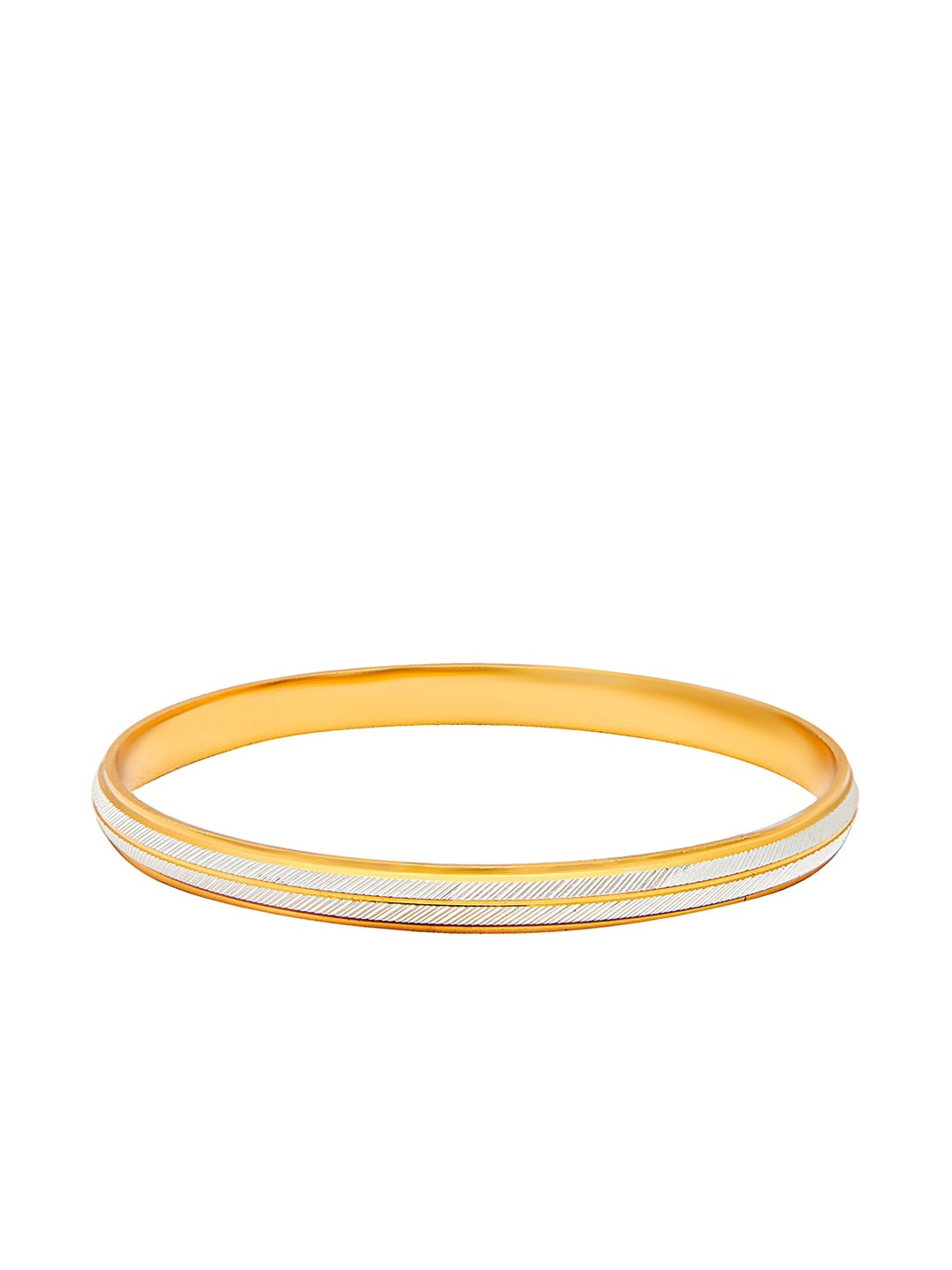 

bodha Men Silver-Toned & Gold-Toned Brass Silver-Plated Kada Bracelet