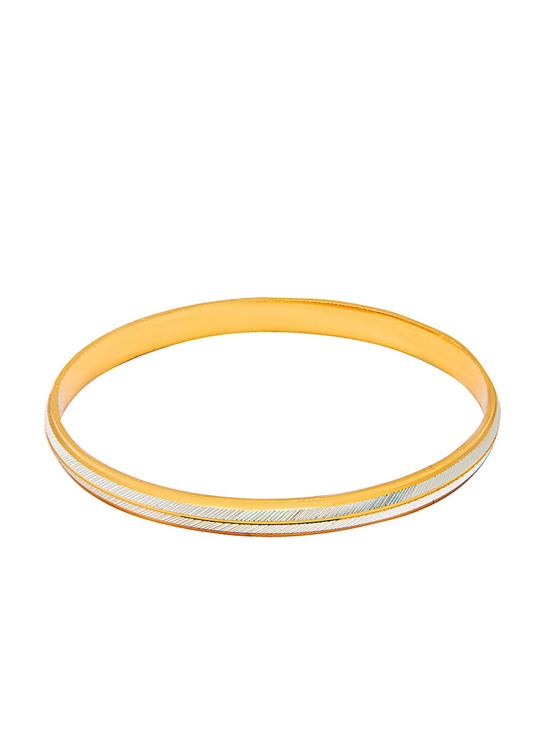 

bodha Men Silver-Toned & Gold-Toned Brass Silver-Plated Kada Bracelet