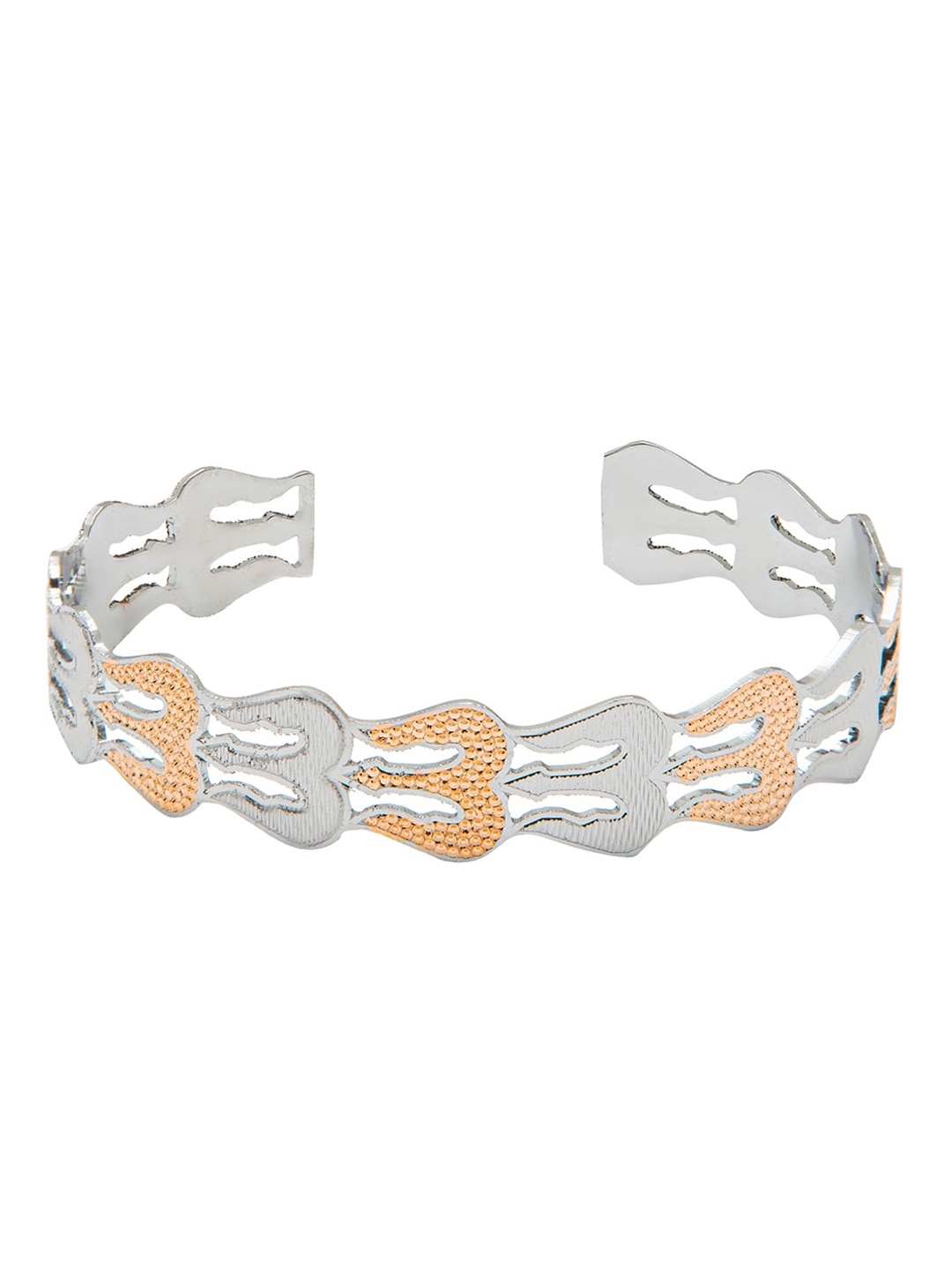 

bodha Men Silver-Toned & Rose Gold Brass Silver-Plated Kada Bracelet