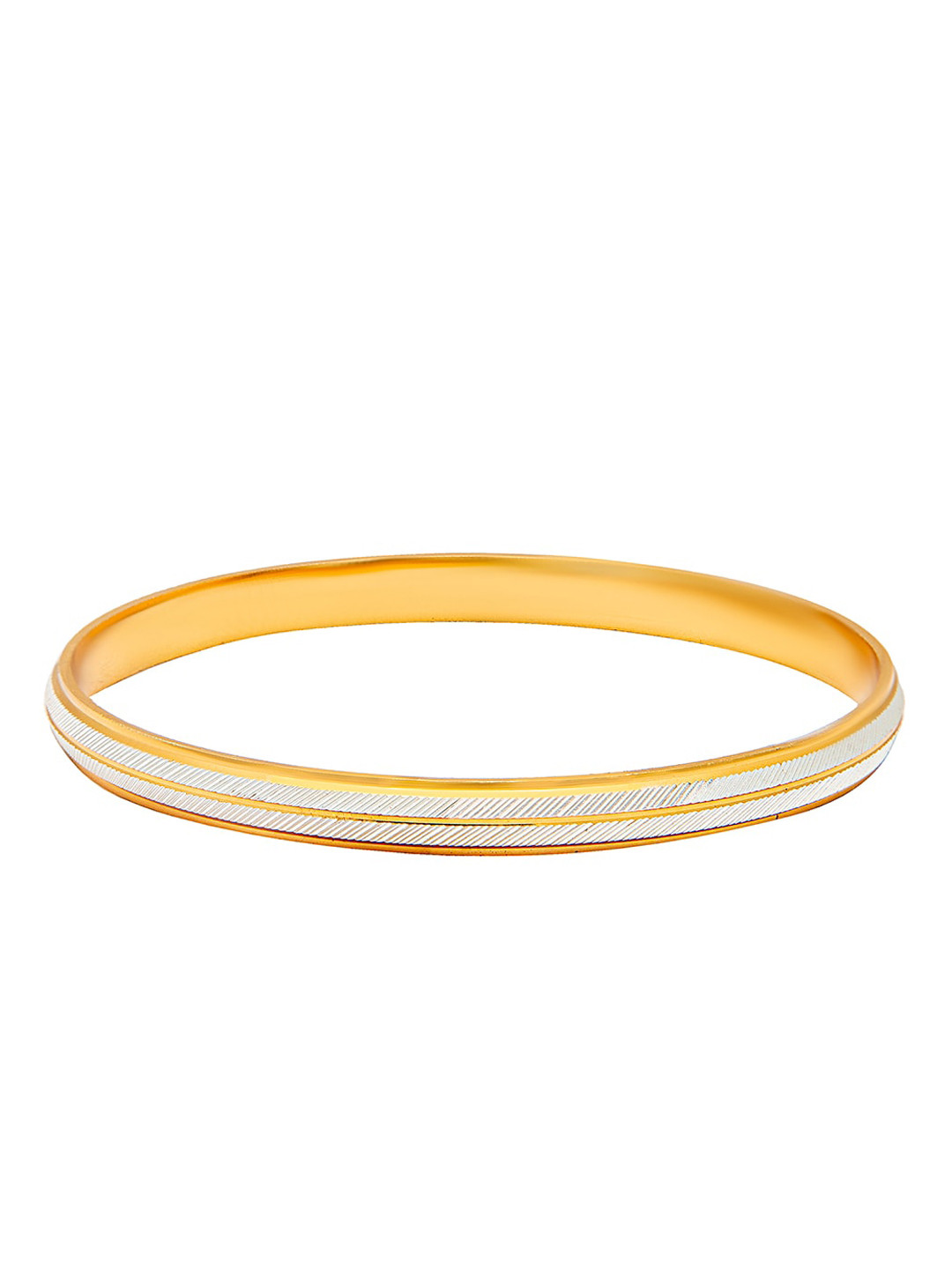 

bodha Men Silver-Toned & Gold-Toned Brass Gold-Plated Kada Bracelet