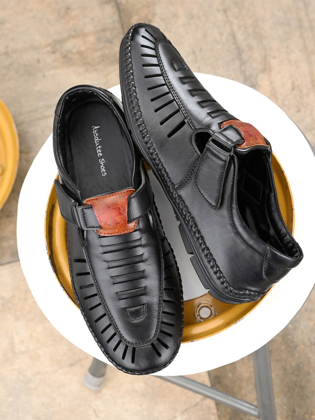 

Absolutee Shoes Men Black Shoe-Style Sandals