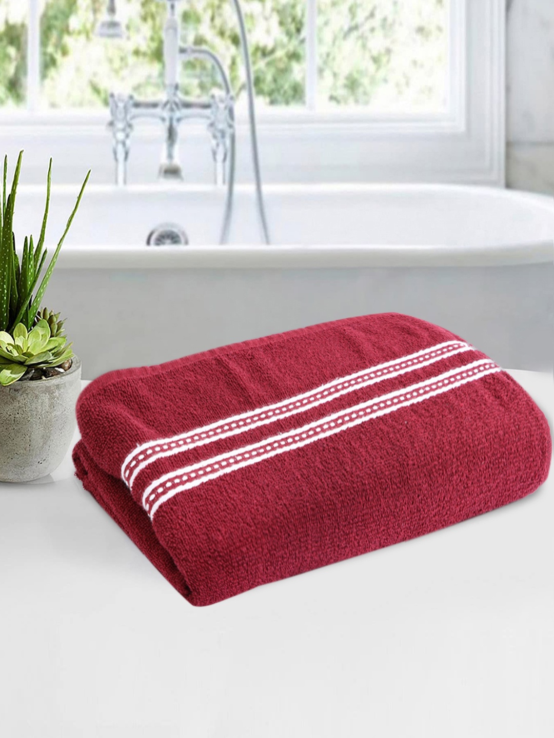 

ROMEE Burgundy & White 500 GSM Bath Towel