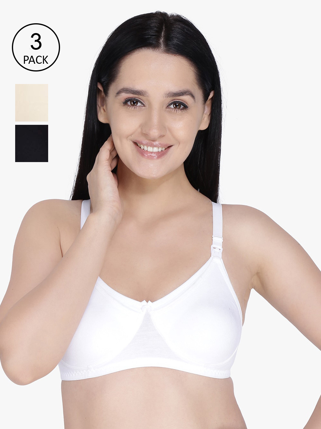 

Anoma Black & White Non-Padded Maternity Bra Set of 3
