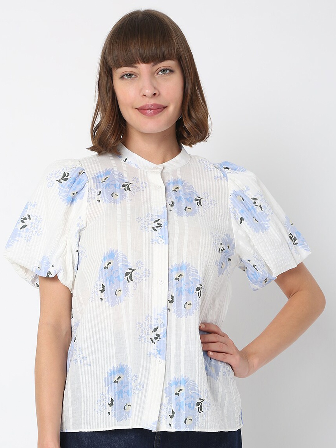 

Vero Moda Women White Printed Casual Shirt