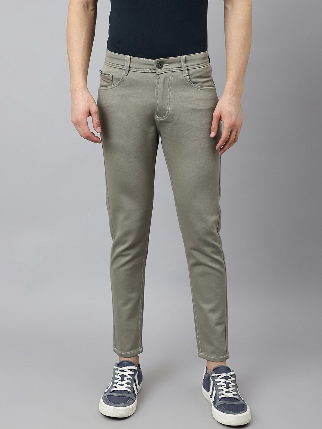 

Code 61 Men Olive Green Skinny Fit Low-Rise Stretchable Jeans