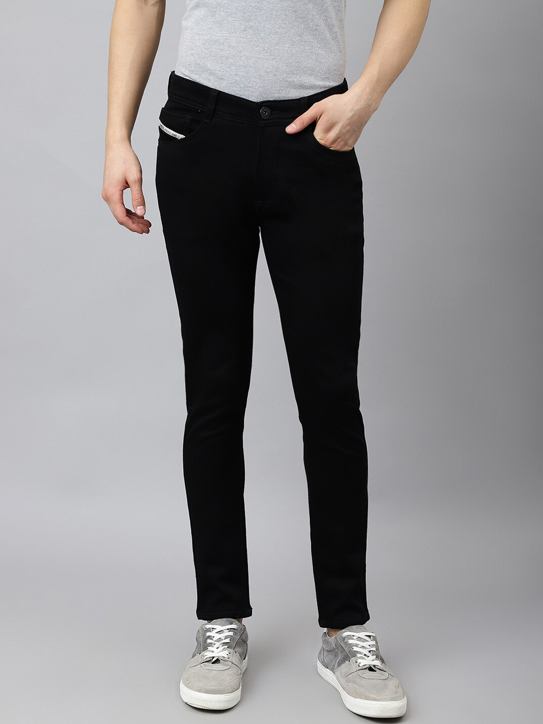 

Code 61 Men Black Tapered Fit Low-Rise Stretchable Jeans