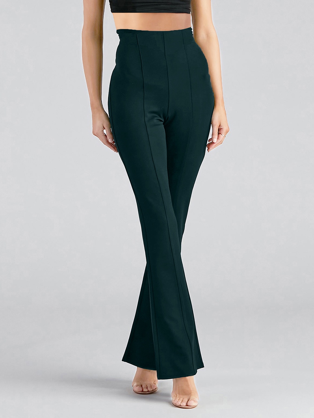 

ADDYVERO Women Green High-Rise Easy Wash Trousers