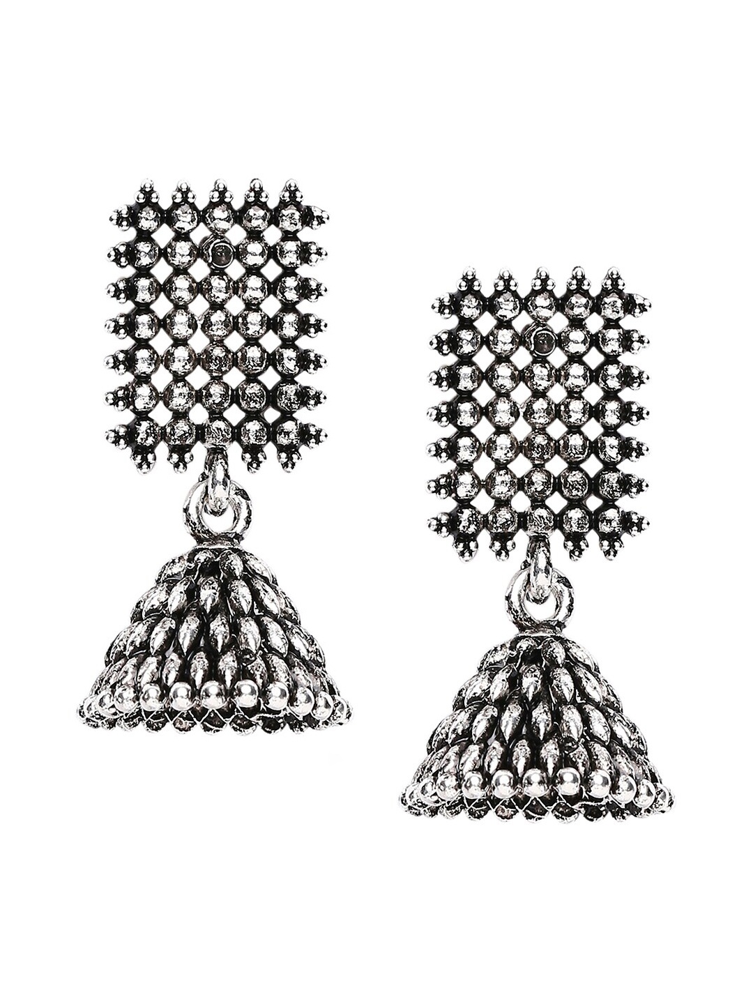 

SATCHEL Silver-Toned Contemporary Jhumkas Earrings