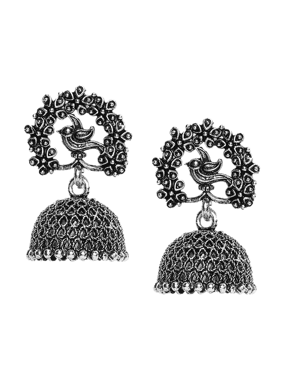 

SATCHEL Silver-Toned Contemporary Jhumkas Earrings