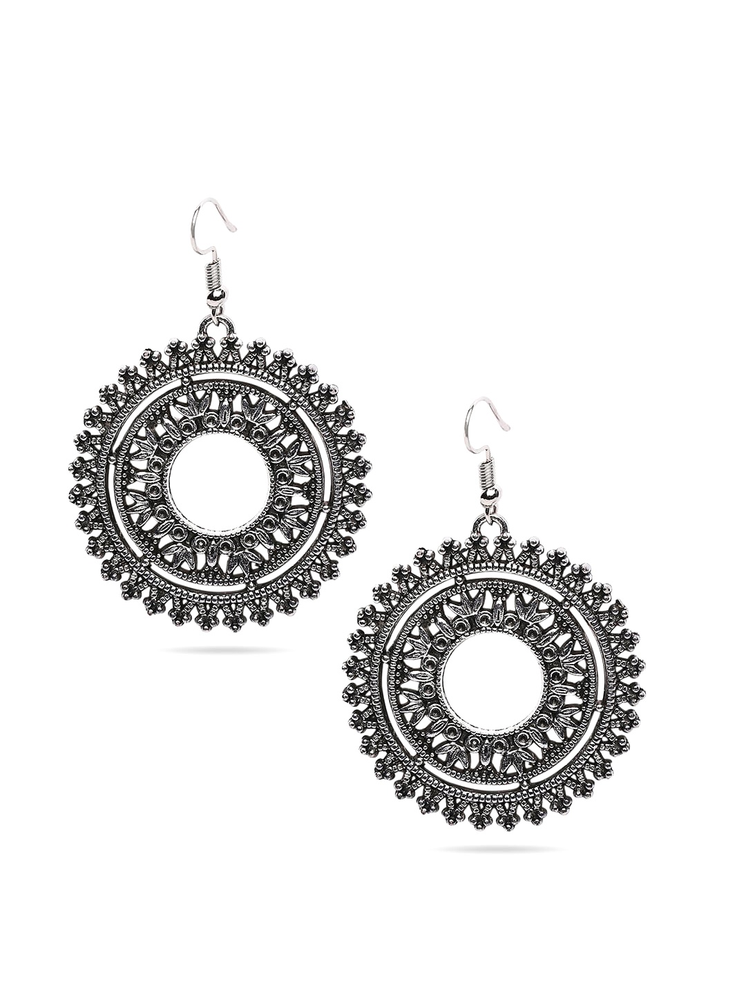 

SATCHEL Silver-Toned Circular Drop Earrings