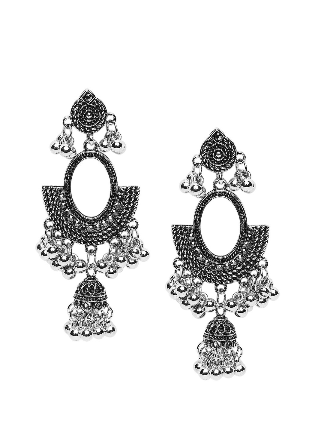 

SATCHEL Silver-Toned Contemporary Jhumkas Earrings