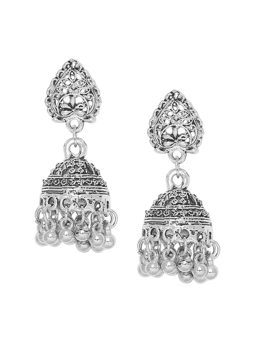 

SATCHEL Silver-Toned Contemporary Jhumkas Earrings