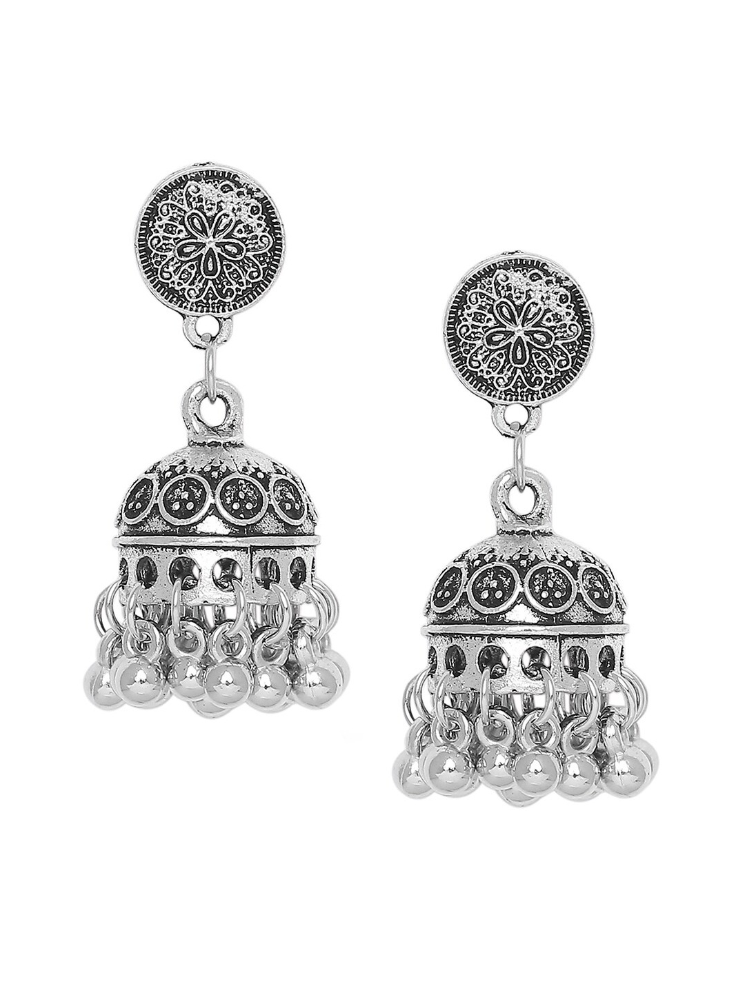 

SATCHEL Silver-Toned Contemporary Jhumkas Earrings
