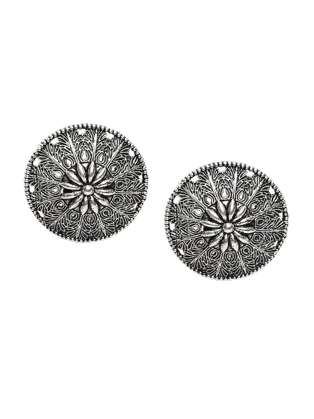 

SATCHEL Silver-Toned & Black Contemporary Studs Earrings