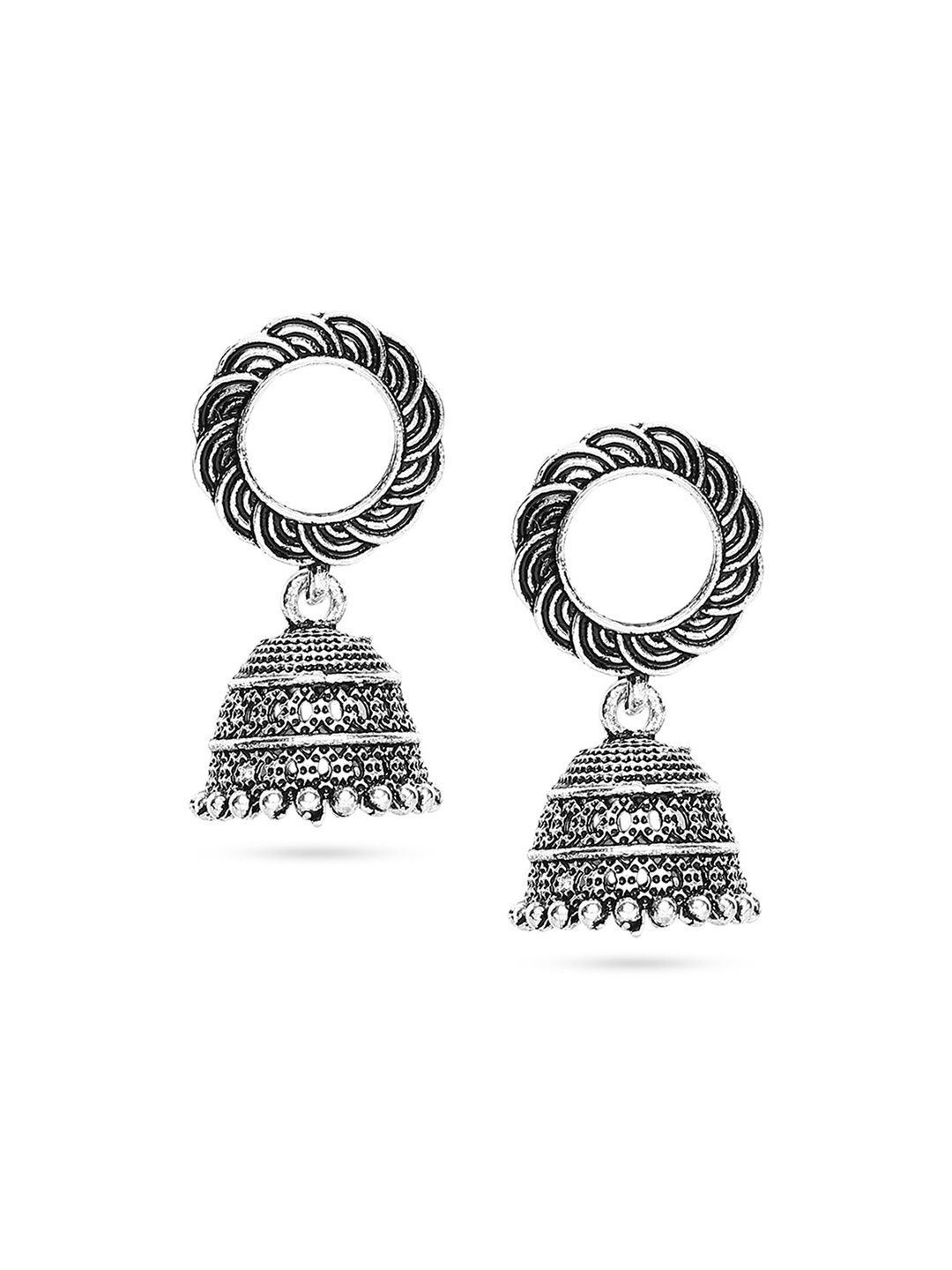 

SATCHEL Silver-Toned Contemporary Jhumkas Earrings