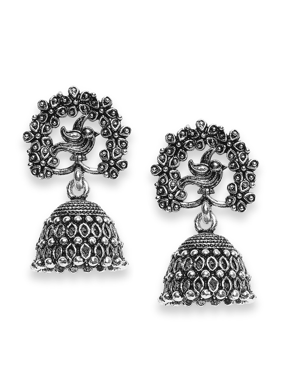 

SATCHEL Silver-Toned Contemporary Jhumkas Earrings