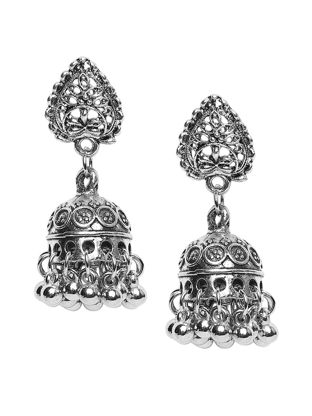 

SATCHEL Silver-Toned Contemporary Jhumkas Earrings