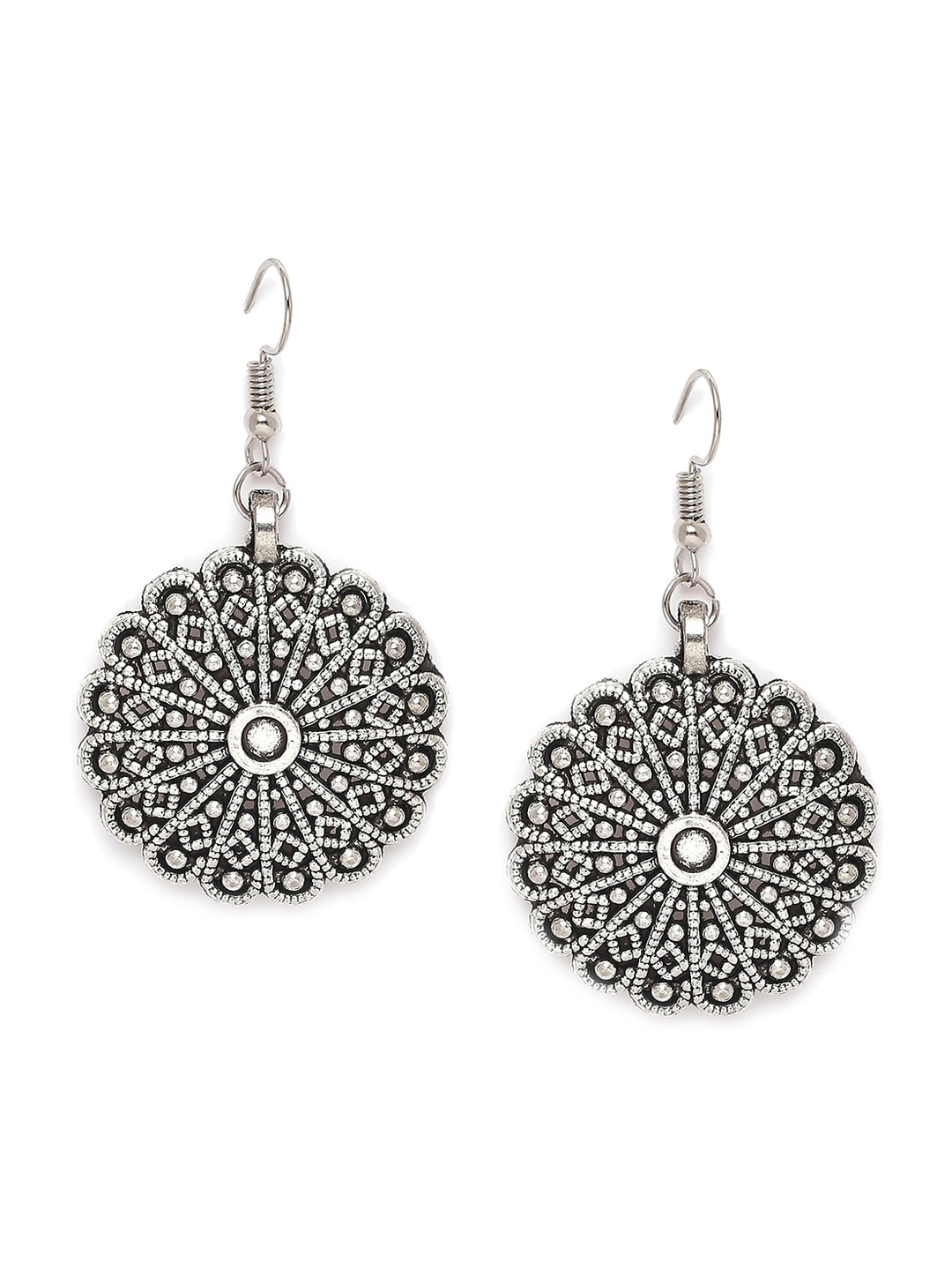 

SATCHEL Silver-Toned Circular Drop Earrings