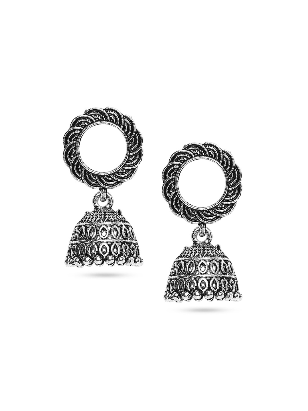 

SATCHEL Silver-Toned Contemporary Jhumkas Earrings