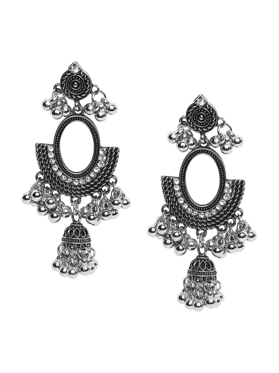 

SATCHEL Silver-Toned Contemporary Jhumkas Earrings