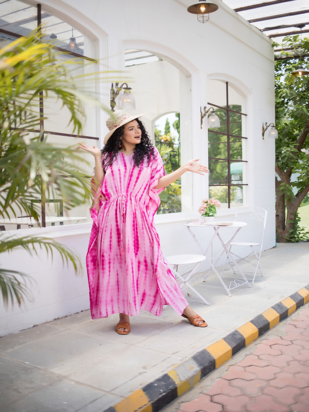 

Shararat Women Pink Printed Kaftan Nightdress