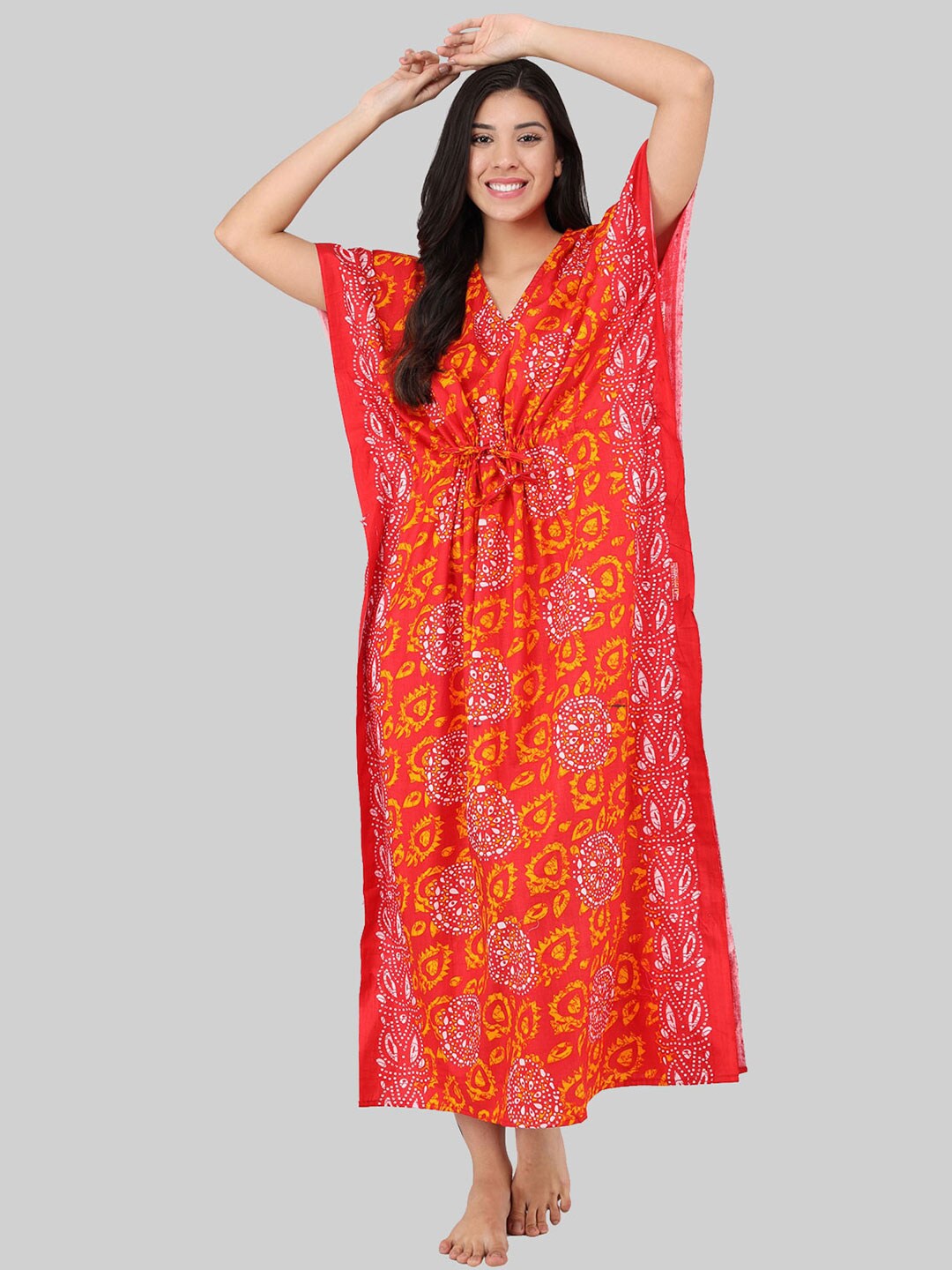 

Shararat Orange Printed Maxi Nightdress