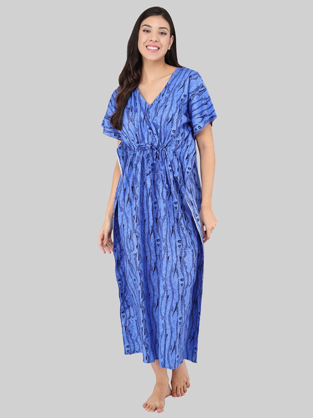 

Shararat Blue Printed Maxi Nightdress