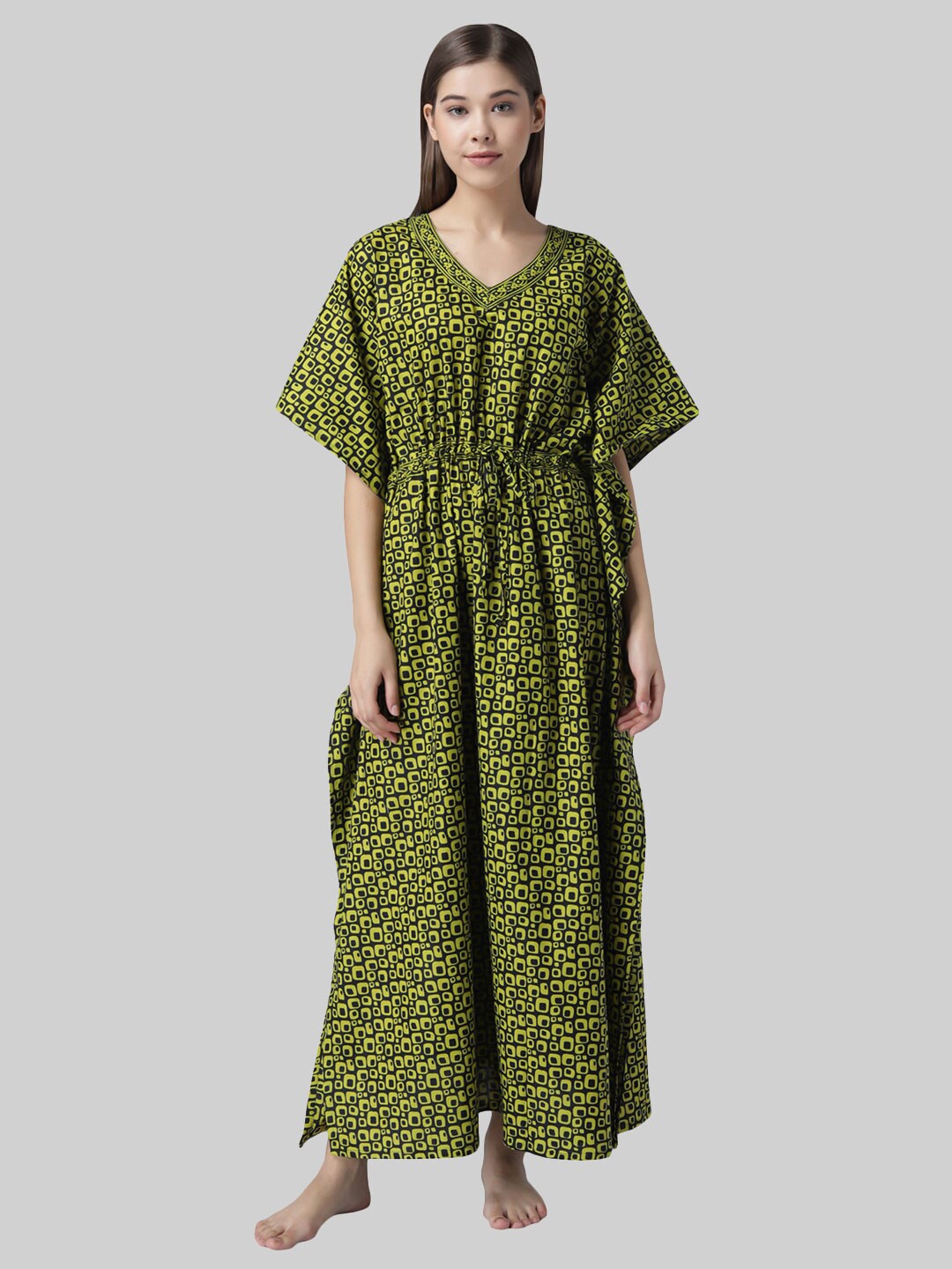 

Shararat Green Printed Maxi Nightdress