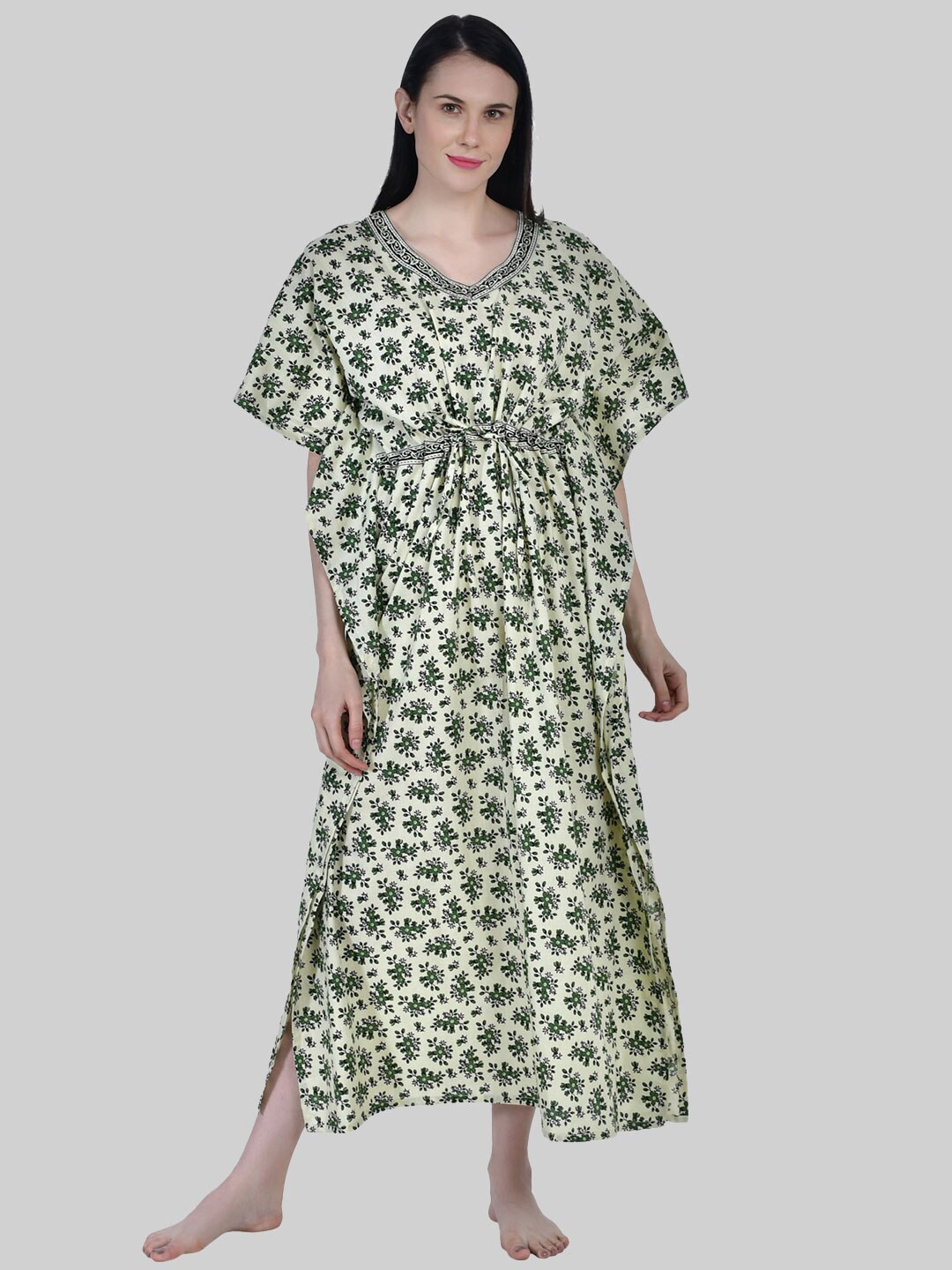 

Shararat Green Printed Maxi Nightdress