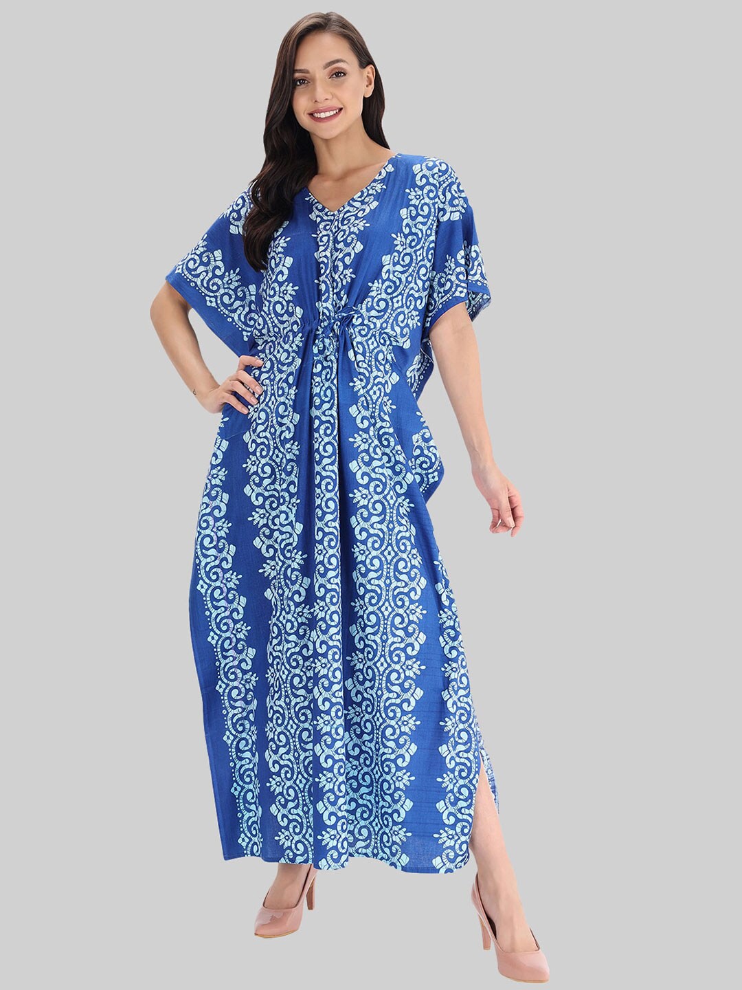 

Shararat Blue Printed Maxi Nightdress