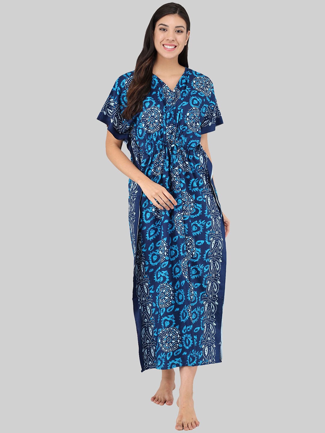 

Shararat Blue Printed Maxi Nightdress