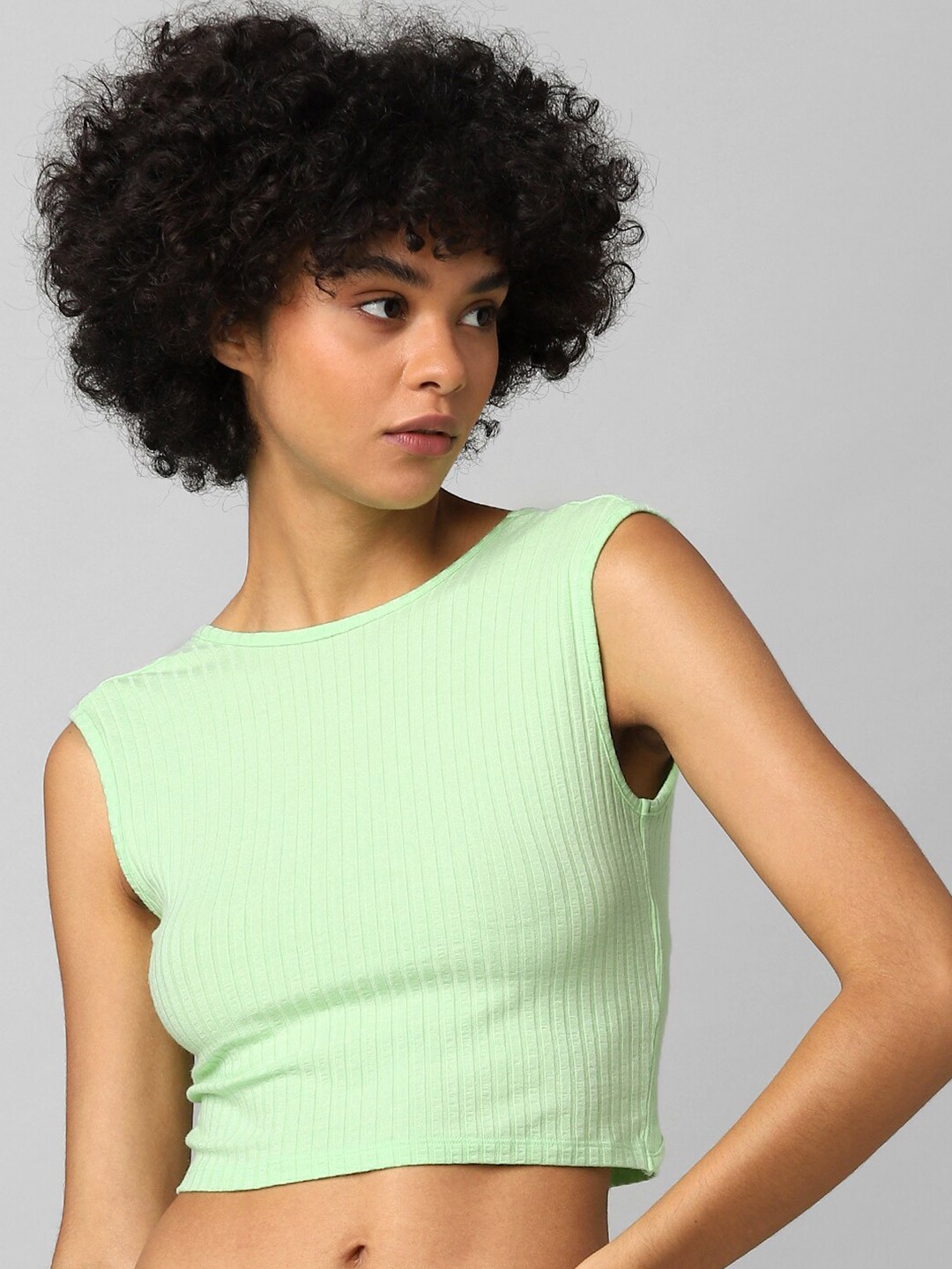 

ONLY Green Striped Crop Top