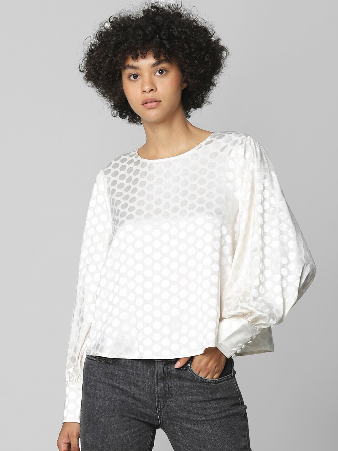 

ONLY White Self Design Regular Top