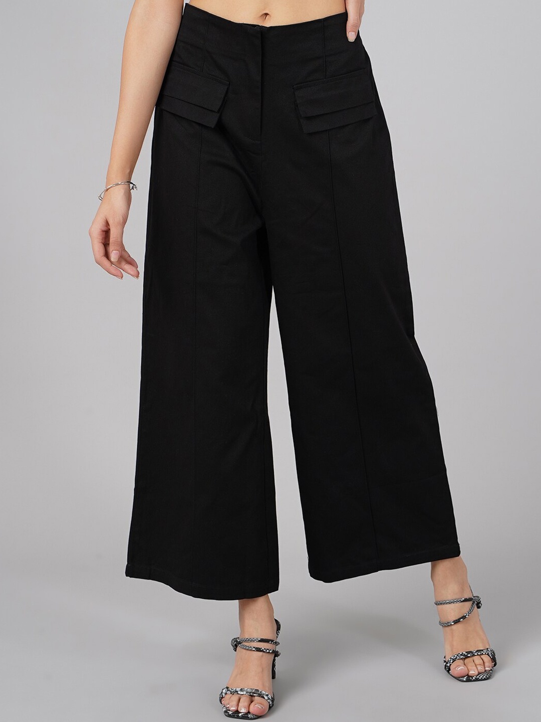 

DressBerry Women Black High-Rise Culottes Trousers