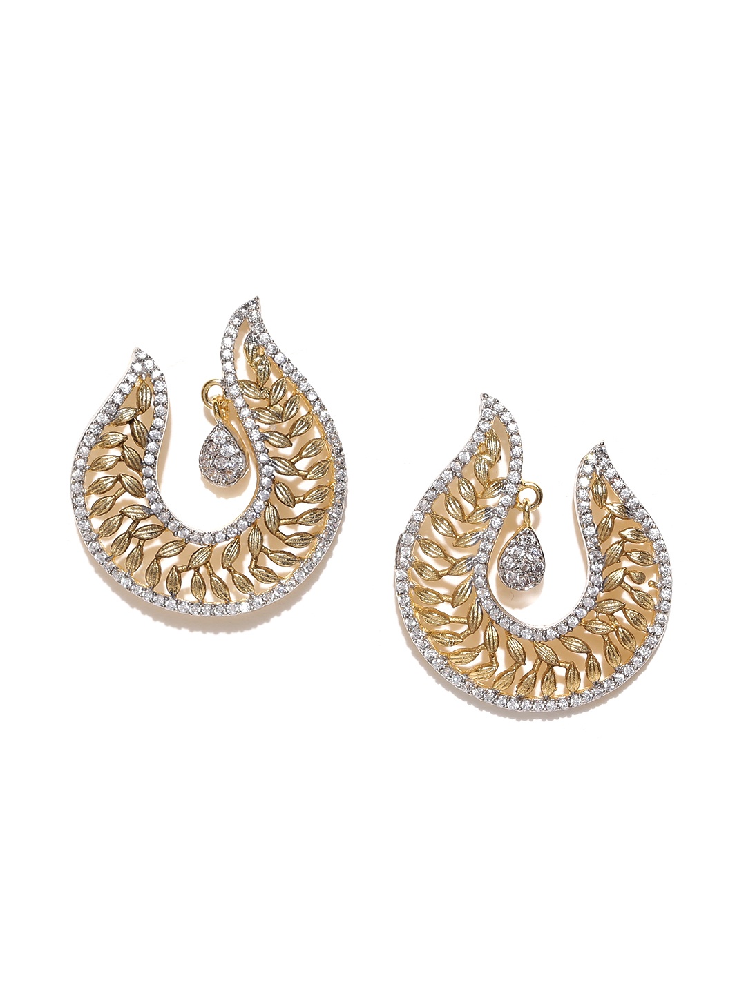 

PANASH Gold-Plated Leaf-Shaped Oversized Stud Earrings