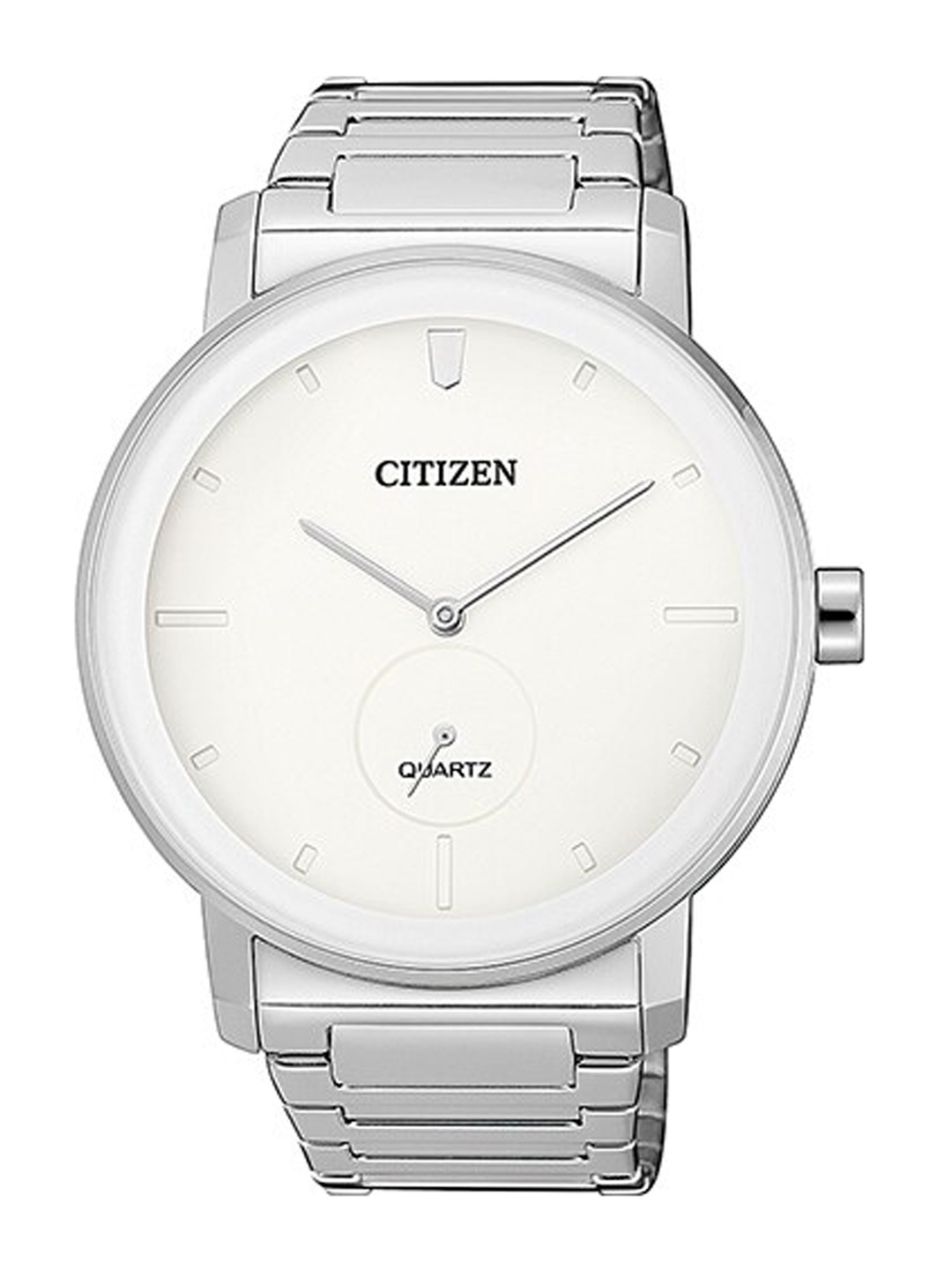 

Citizen Men White Patterned Dial & Silver Toned Stainless Steel Bracelet Style Straps Analogue Watch