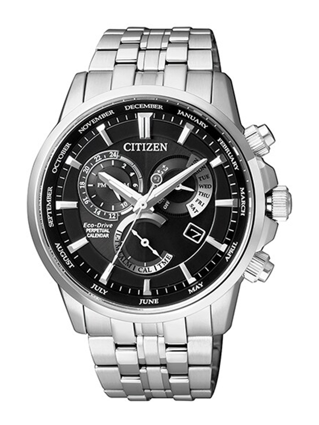 

Citizen Men Black Dial & Silver Toned Stainless Steel Bracelet Style Straps Analogue Automatic Light Powered Watch